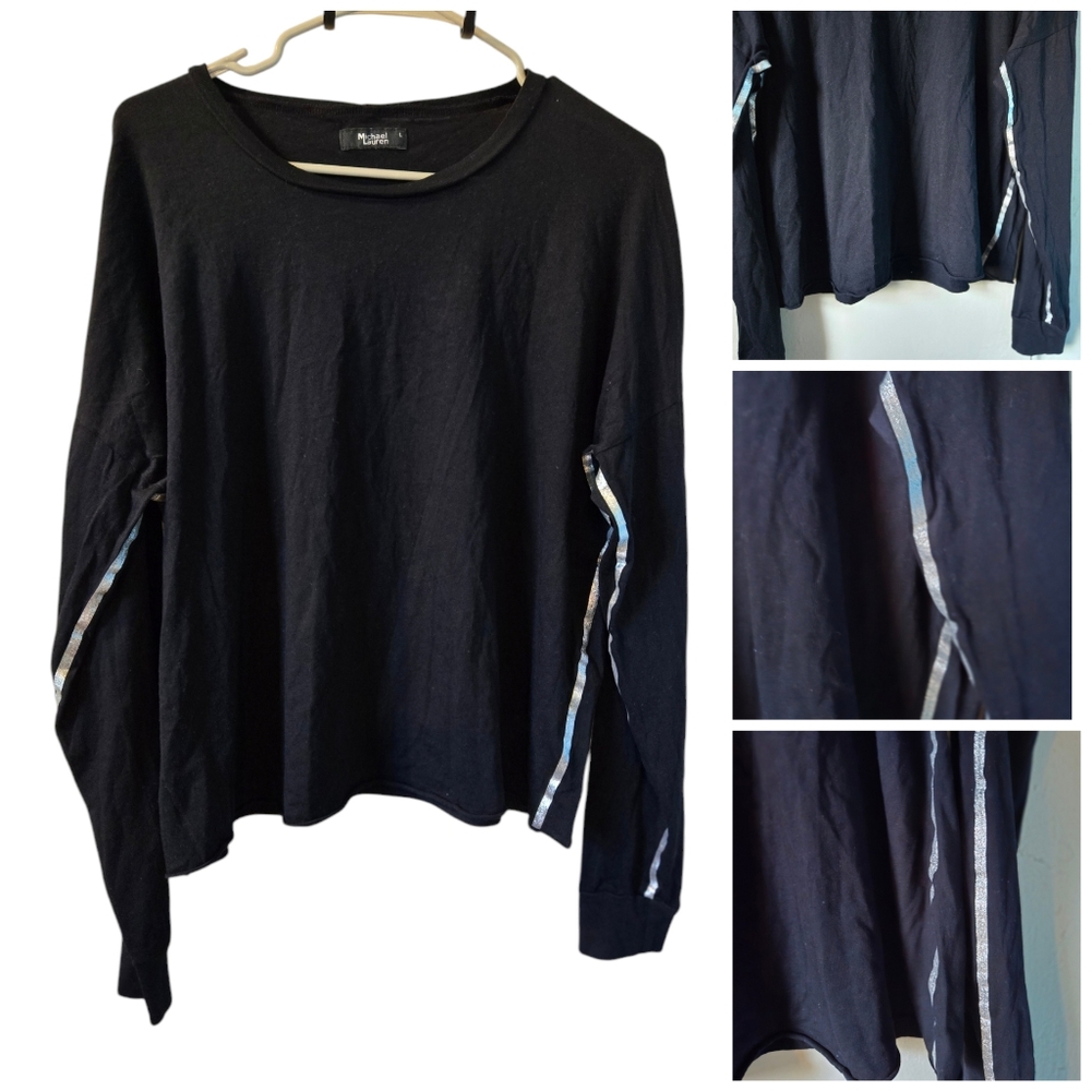 NWT Michael Lauren Silver Stripe long Sleeve